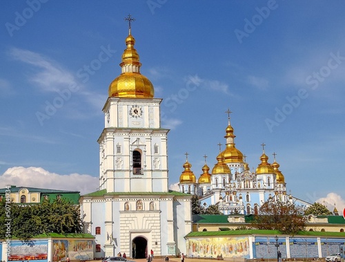 View of St. Michael's Cathedral from St. Michael's Square in Kyiv, St. Michael's Monastery, Ukraine