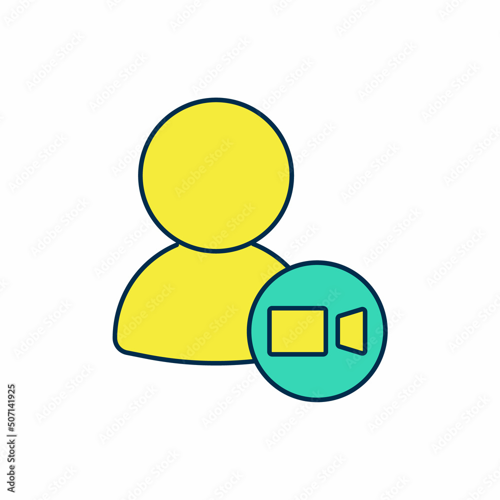 Filled outline Video chat conference icon isolated on white background. Online meeting work form home. Remote project management. Vector Filled outline Video chat conference icon isolated on white background. Online meeting work form home. Remote project management. Vector
