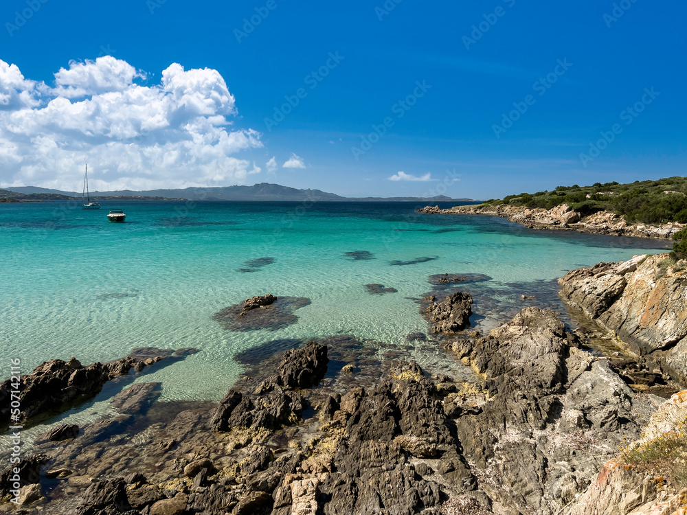 Transparent and crystalline sea in the beach of Cala Sabina, Golfo Aranci, Olbia Tempio, Sardinia