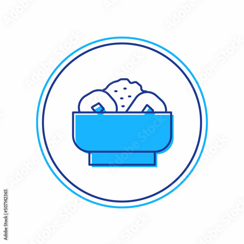 Filled outline Chow mein on plate icon isolated on white background. Asian food. Vector