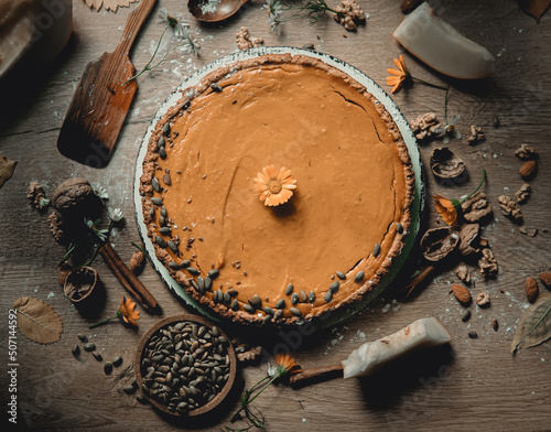 autumn pie with pumpkin seeds 4