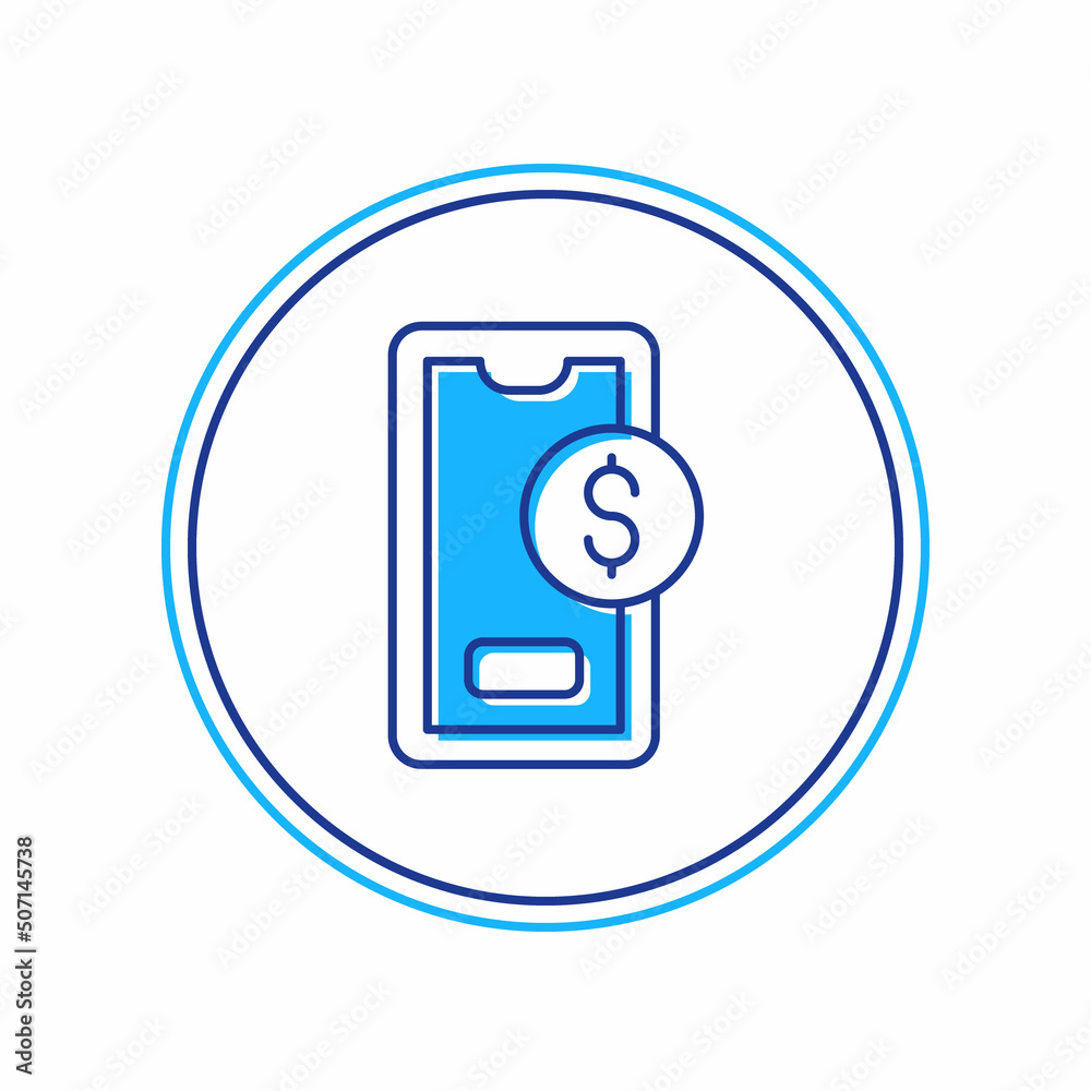 Filled outline Smartphone with dollar symbol icon isolated on white background. Online shopping concept. Financial mobile phone icon. Online payment. Vector Filled outline Smartphone with dollar symbol icon isolated on white background. Online shopping concept. Financial mobile phone icon. Online payment. Vector