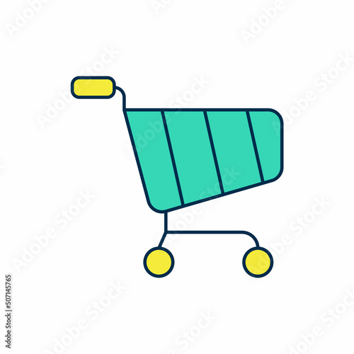 Filled outline Shopping cart icon isolated on white background. Online buying concept. Delivery service sign. Supermarket basket symbol. Vector