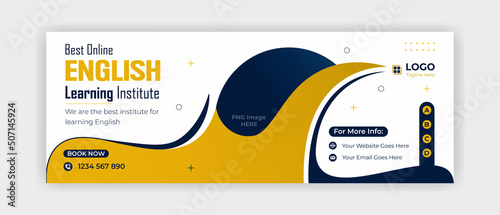 Spoken English social media banner template design for advertisement for any English learning institute photo