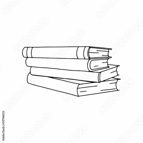 Stack of book line illustration. Vector.