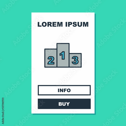 Filled outline Award over sports winner podium icon isolated on turquoise background. Vector