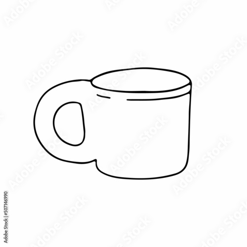 Stylish mug linear illustration. Outline image. Vector