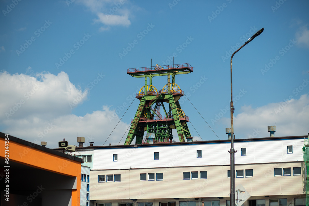 Fototapeta premium Steel tower for coal mining in Poland