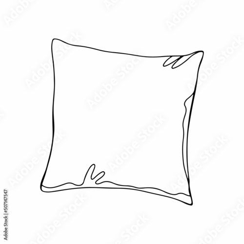 Pillow linear illustration. Outline image. Vector.