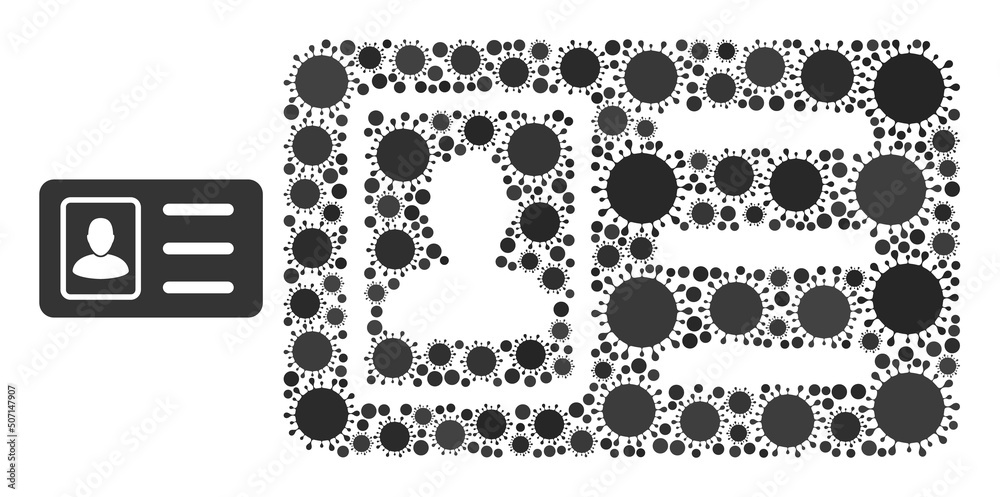 Obraz premium Photo ID mosaic icon. Vector mosaic is made with random viral items. Virulent mosaic photo ID icon. Photo ID mosaic for isolation templates.