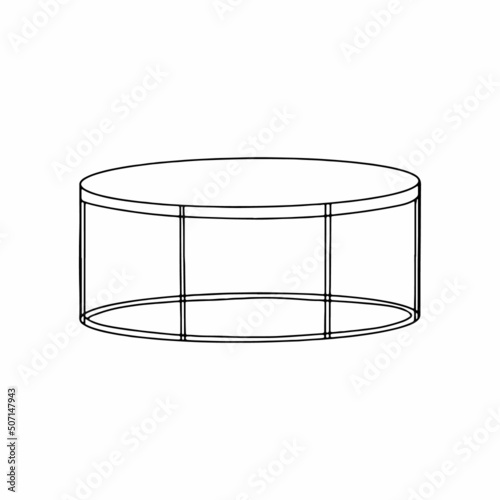 Round coffee table linear illustration. Outline image. Vector