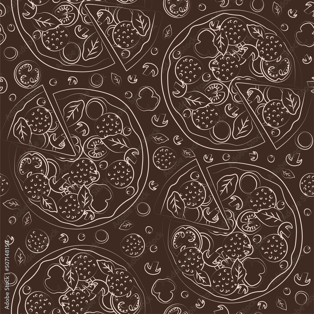 Trendy vector pizza pattern for pizzeria