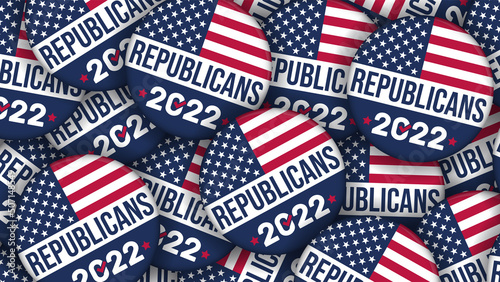 Republicans 2022 Election campaign buttons with the USA flag - vector Illustration