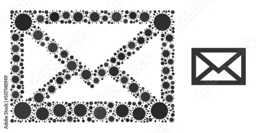 Mail envelope mosaic icon. Vector collage constructed of random infection items. Infection collage mail envelope icon. Mail envelope collage for pandemic images.
