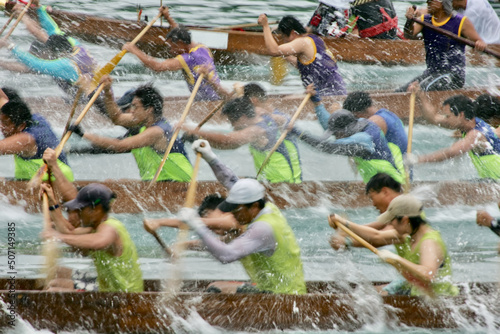 Blur of motion of a dragon boat race