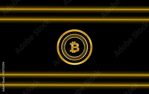 images of the bitcoin logo on a digital background. 3d illustrations.