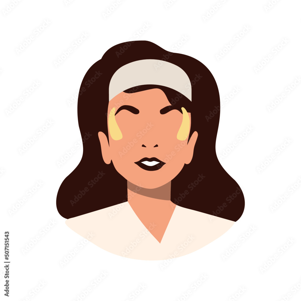 The girl makes facial treatments. Vector Stock illustration. White background. Isolated