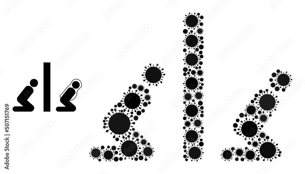 Muslim praying room mosaic icon. Vector mosaic done from random bacterium elements. Covid-2019 mosaic muslim praying room icon. Muslim praying room mosaic for pandemic images. Muslim praying room mosaic icon. Vector mosaic done from random bacterium elements. Covid-2019 mosaic muslim praying room icon. Muslim praying room mosaic for pandemic images.