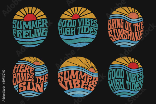 Summer Vibes Typography Vintage Retro T-shirt Design photo