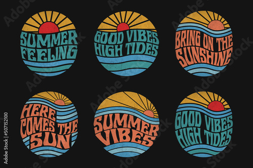 Summer Vibes Typography Vintage Retro T-shirt Design