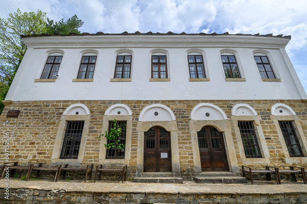 Bozhentsi village in Bulgaria, Gabrovo Municipality. Old house with preserved architecture.