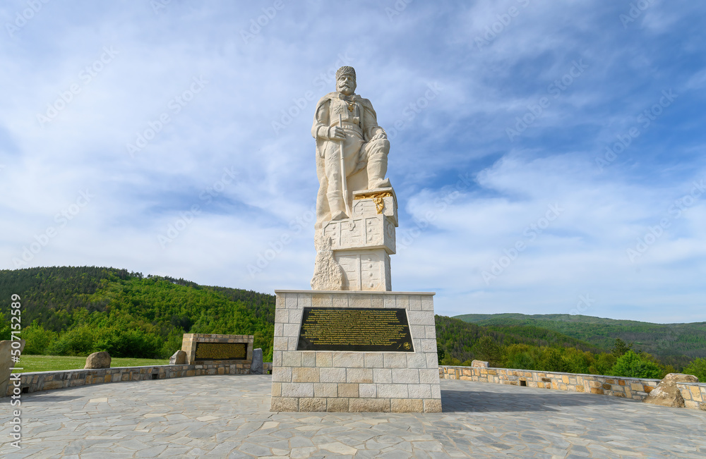 Rayuvtsi, Bulgaria. Monument of Valchan Voivoda near Bulgarian Stonehenge complex