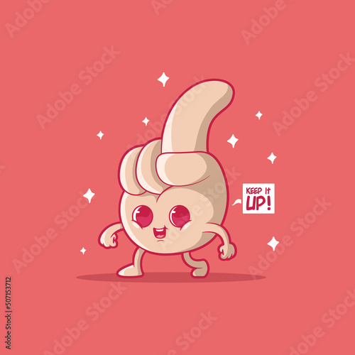 Inspirational hand character vector illustration. Motivation, funny, mascot design concept.