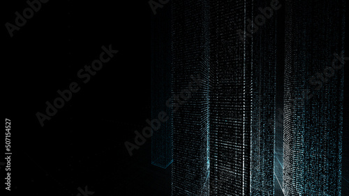 3D illustration of global digital city, abstract tech background