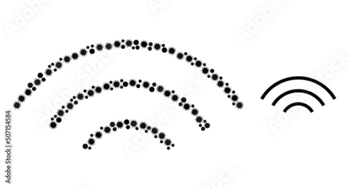 Wireless signal mosaic icon. Vector collage made from randomized infection parts. Infection mosaic wireless signal icon. Wireless signal collage for epidemic templates.