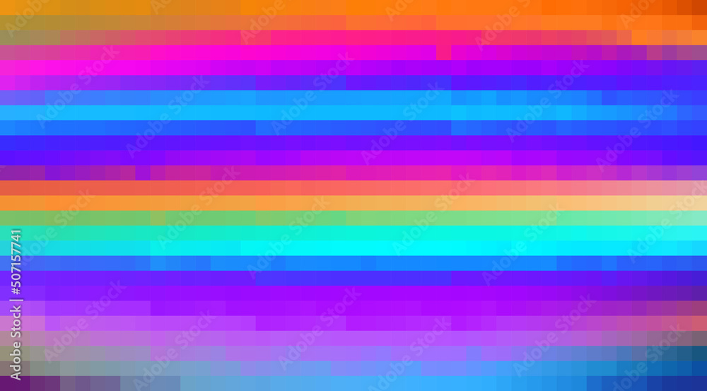 Multicolor acid colors pixel background. Bright pixelated pattern