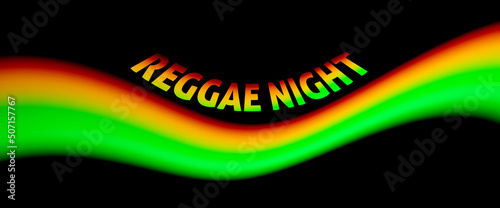 Reggae Night. Wave by reggae style colors on a black. Vector graphics