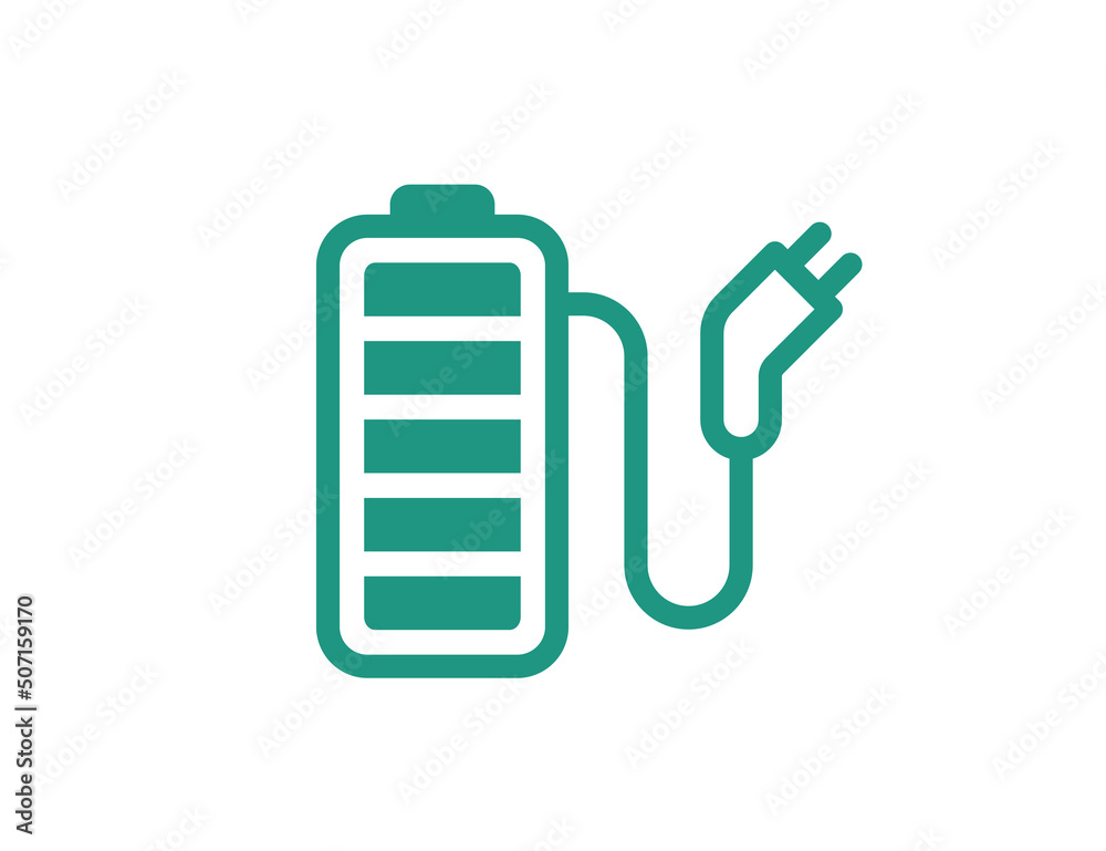 Rechargeable battery with cord and electric charging connector linear icon. Accumulator charger plug symbol. Electricity equipment power bank charge sign. Fully charged electro element. Vector eps Rechargeable battery with cord and electric charging connector linear icon. Accumulator charger plug symbol. Electricity equipment power bank charge sign. Fully charged electro element. Vector eps