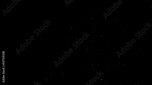 Flying dust particles isolated on a black background
