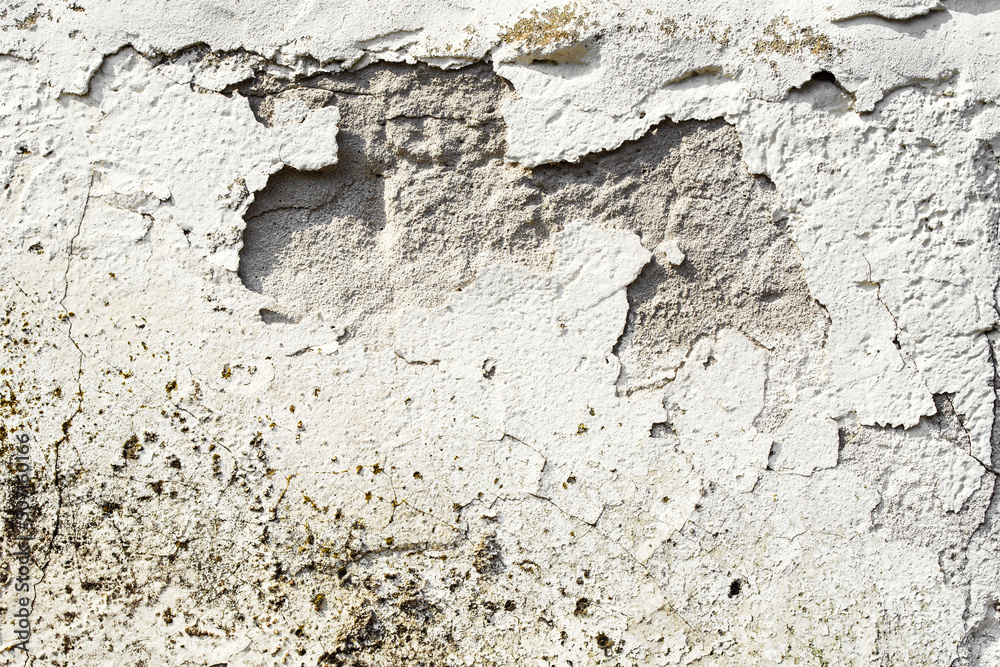 Obraz premium Old abstract wall background. Concrete painted surface with cracks, gouges and peeling paint. Grunge background texture