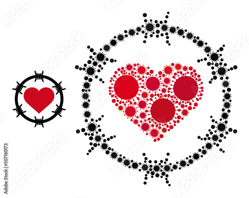 Love jail mosaic icon. Vector mosaic constructed from random virus cell parts. Virus mosaic love jail icon. Love jail mosaic for breakout images.