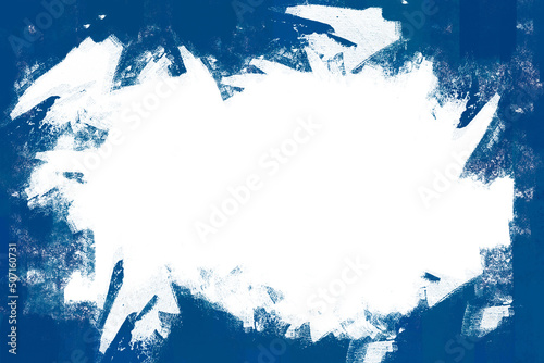 Fondo textura de pinceladas azul sobre un fondo blanco. Copy space