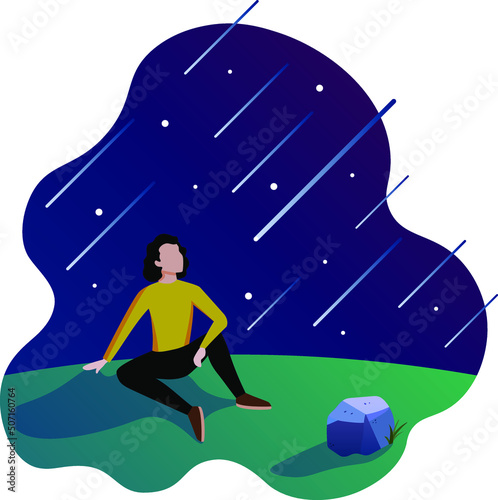 Hombre observando una lluvia de estrellas