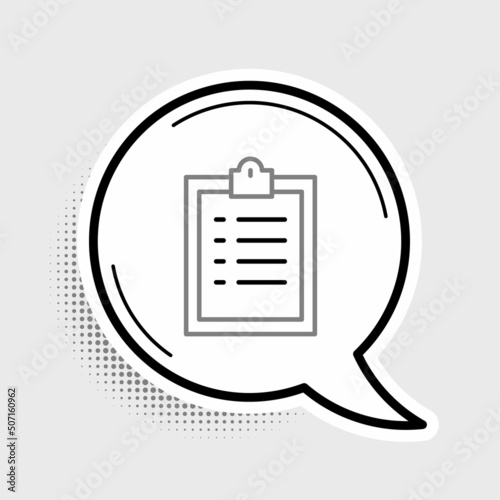 Line Clipboard with checklist icon isolated on grey background. Control list symbol. Survey poll or questionnaire feedback form. Colorful outline concept. Vector