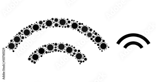 Radio waves mosaic icon. Vector mosaic organized from randomized infection elements. Contagious mosaic radio waves icon. Radio waves mosaic for isolation images.