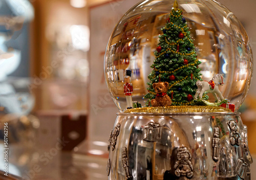 Christmas tree in a snow globe