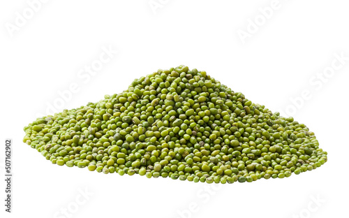 Pile of mung beans isolated on white background.