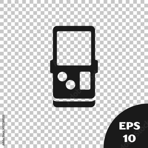 Black Portable tetris electronic game icon isolated on transparent background. Vintage style pocket brick game. Interactive playing device. Vector