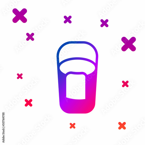 Color Bucket with rag icon isolated on white background. Cleaning service concept. Gradient random dynamic shapes. Vector