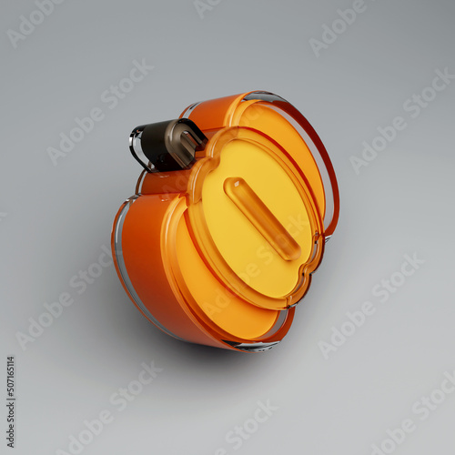 Pumpkin 3D illustration isolated on grey background. Glass design elements Realistic 3d illustration