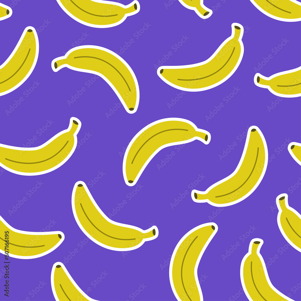 Seamless texture with bananas. Hand drawn repeating in acid colors Seamless texture with bananas. Hand drawn repeating in acid colors