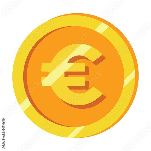 Golden euro isolated coin icon. Vector illustration