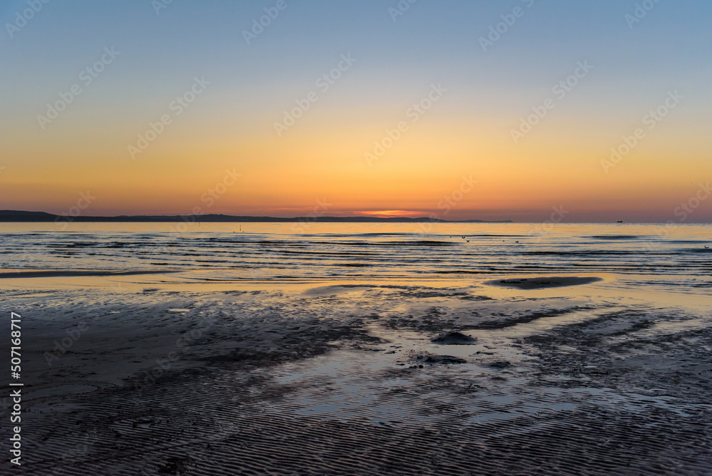 Sunset at Baltic sea in Swinoujscie