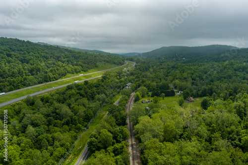Aerial view of Linden, Virginia. Interstate 66 is on the left. photo