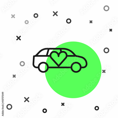 Black line Luxury limousine car icon isolated on white background. For world premiere celebrities and guests poster. Vector