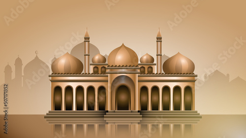 realistic vector illustration of islamic mosque building